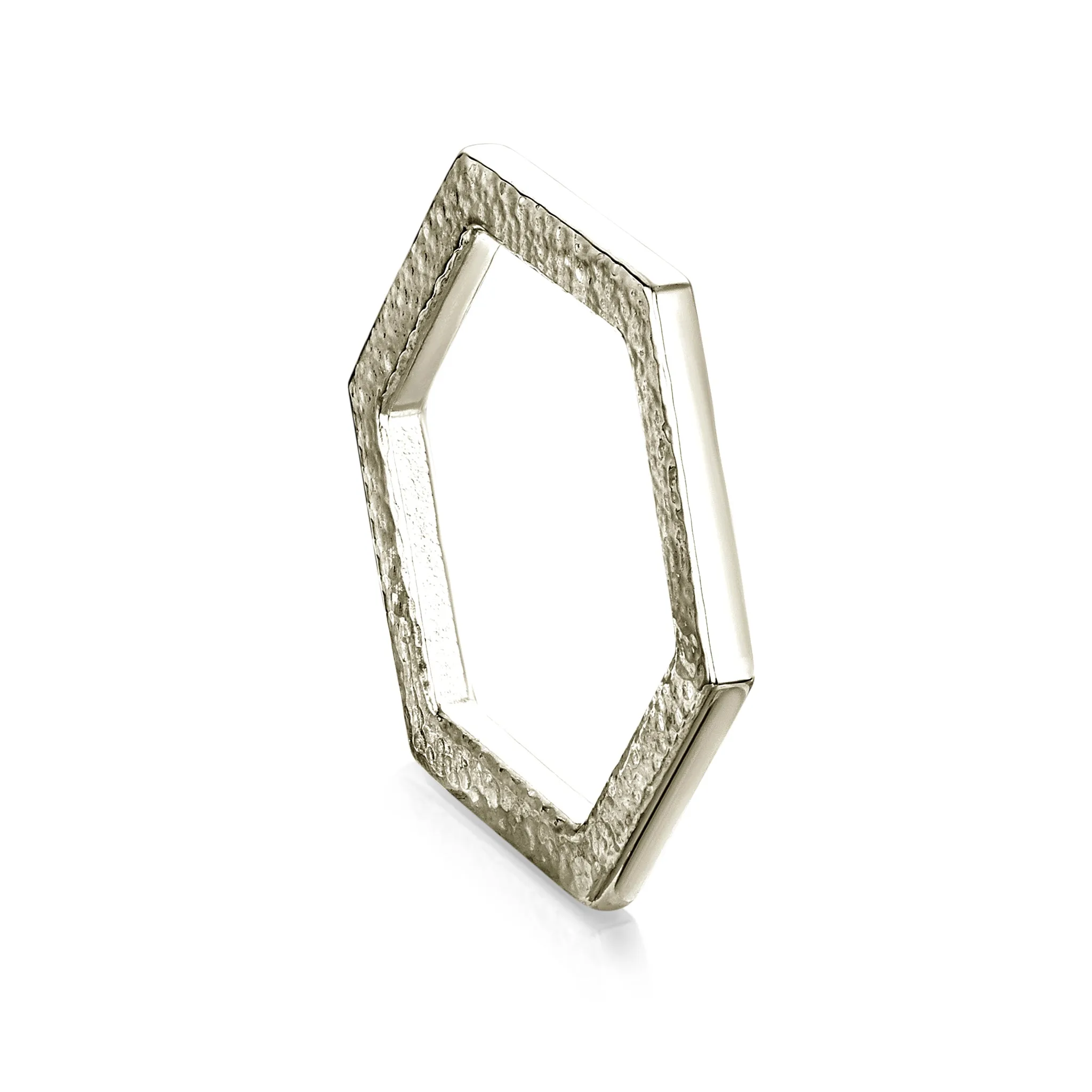 Honeycomb Hexagon Ring in 18ct White Gold