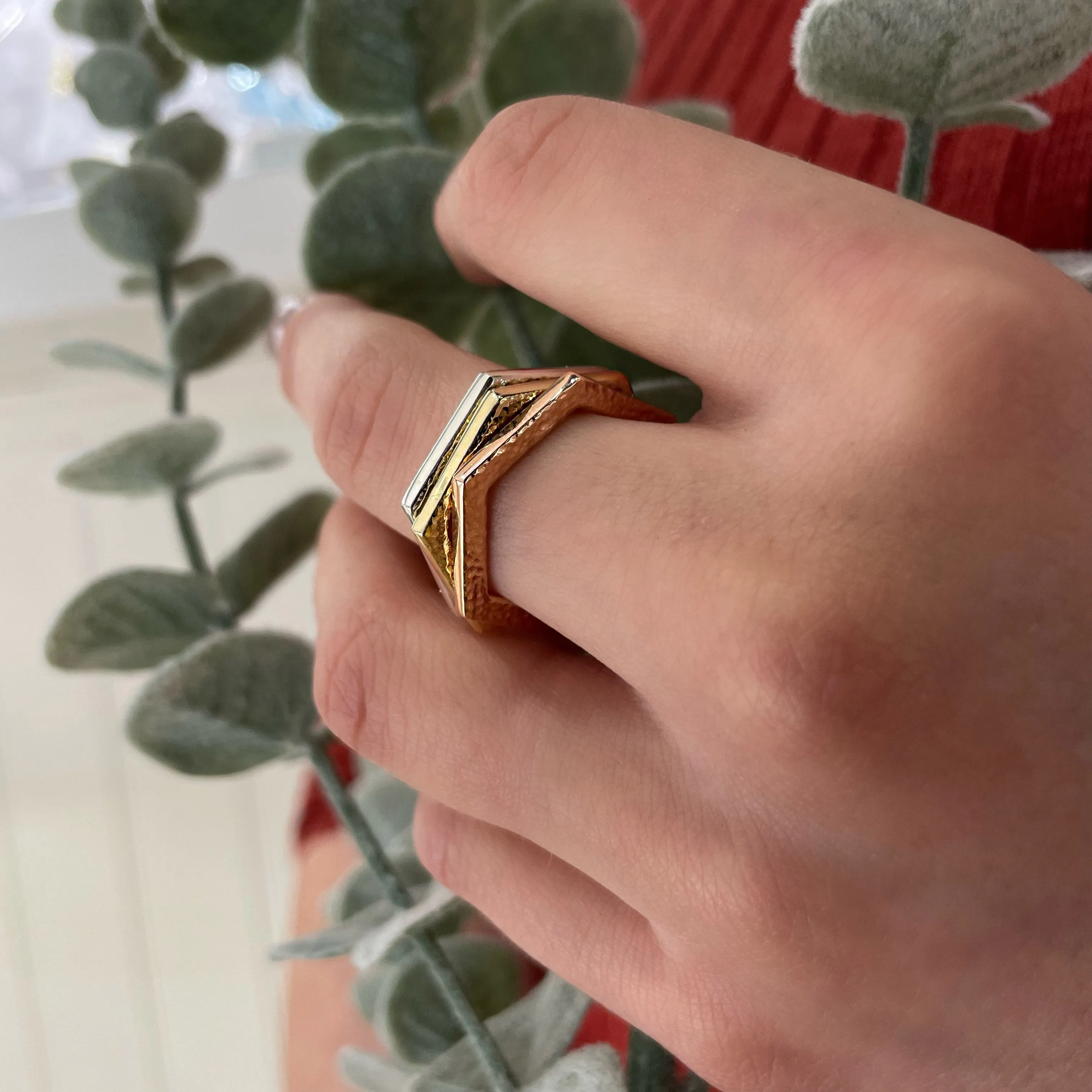 Honeycomb Hexagon Ring in 18ct White Gold