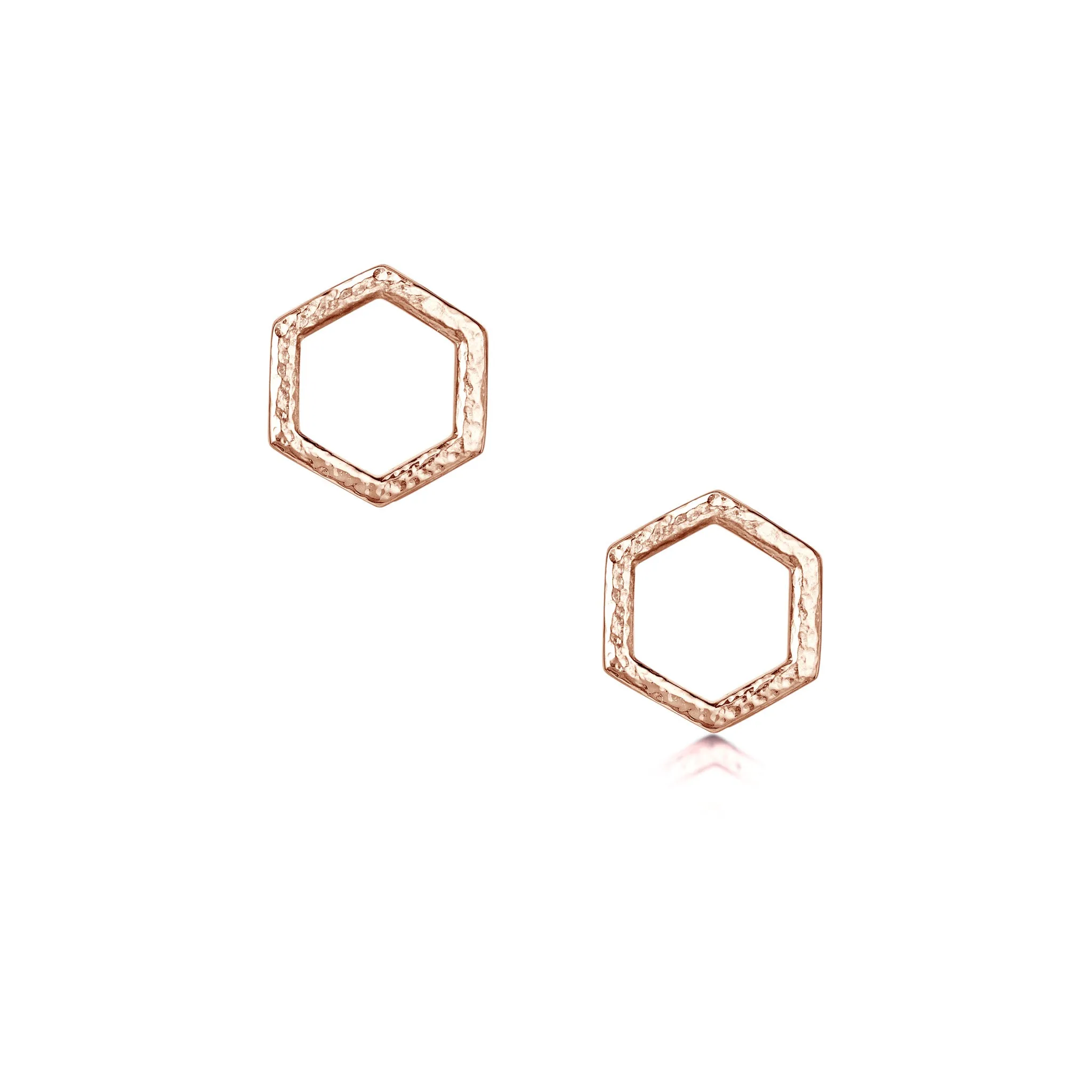 Honeycomb Petite Stud Earrings in 9ct Rose Gold