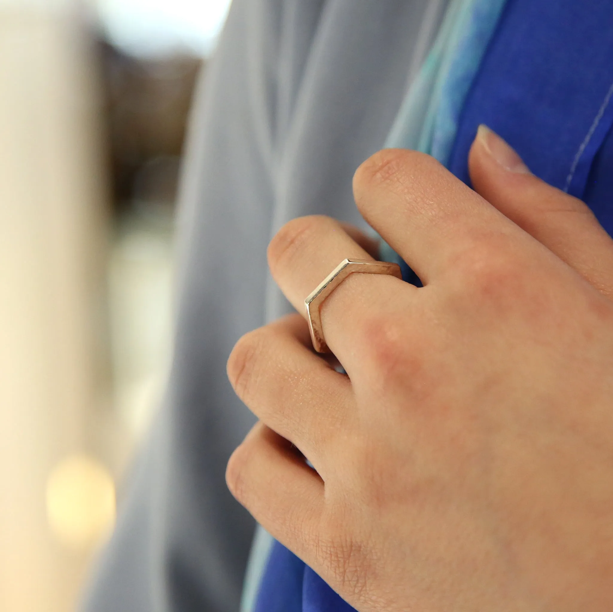 Honeycomb Sterling Silver Hexagon Ring