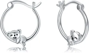 Hypoallergenic Sloth Huggie Hoop Earrings 925 Sterling Silver Small Animal Huggie Cartilage Earring Cute Cuff Hoops Ear Stud for Women.