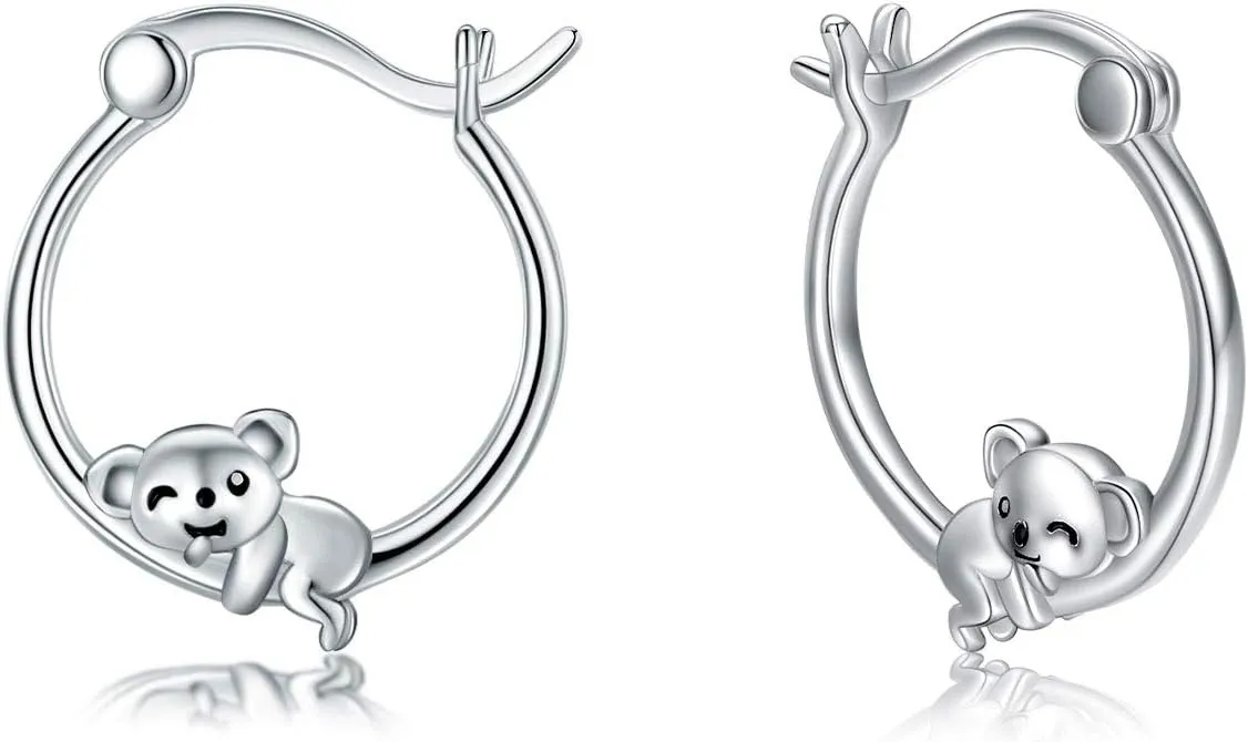Hypoallergenic Sloth Huggie Hoop Earrings 925 Sterling Silver Small Animal Huggie Cartilage Earring Cute Cuff Hoops Ear Stud for Women.