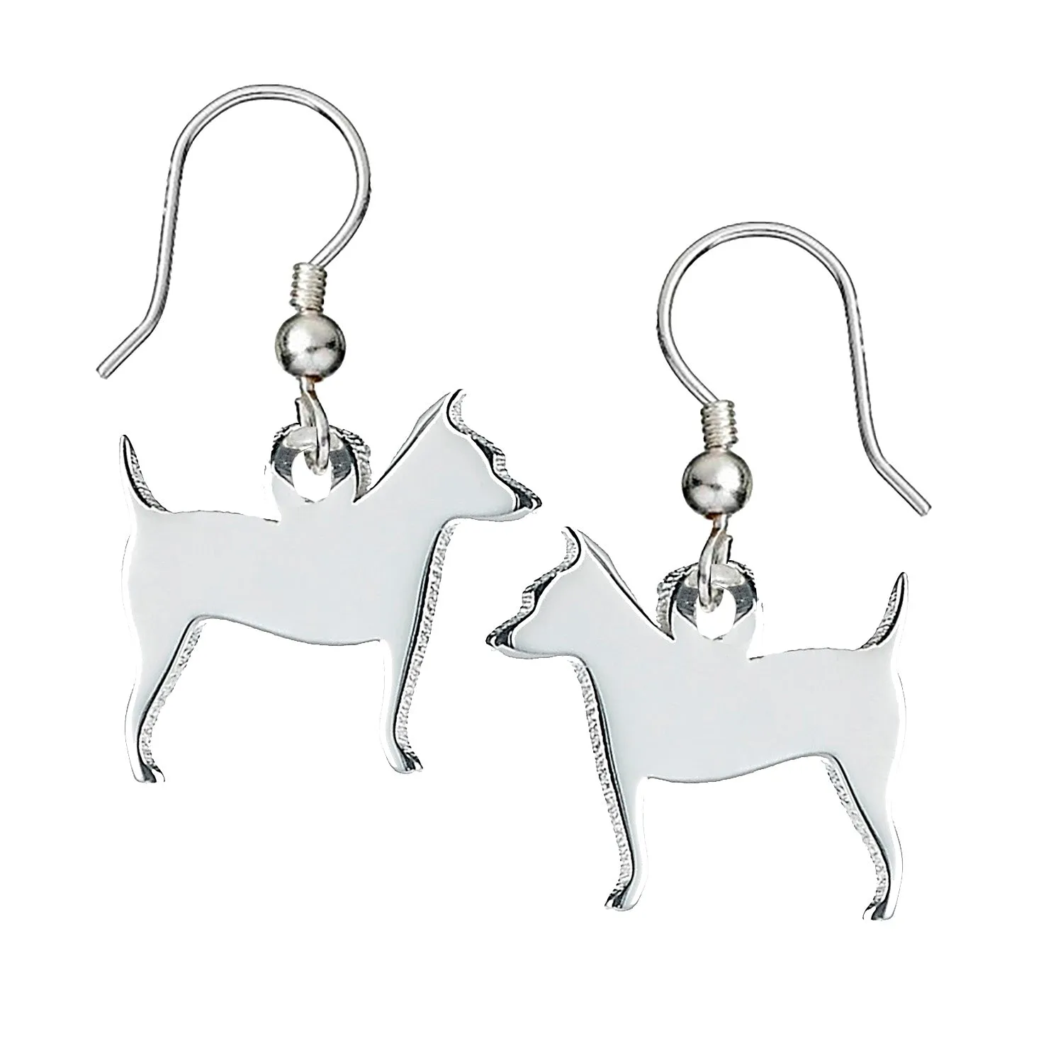 Jack Russell Silhouette Silver Earrings