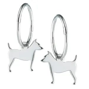 Jack Russell Silhouette Silver Earrings