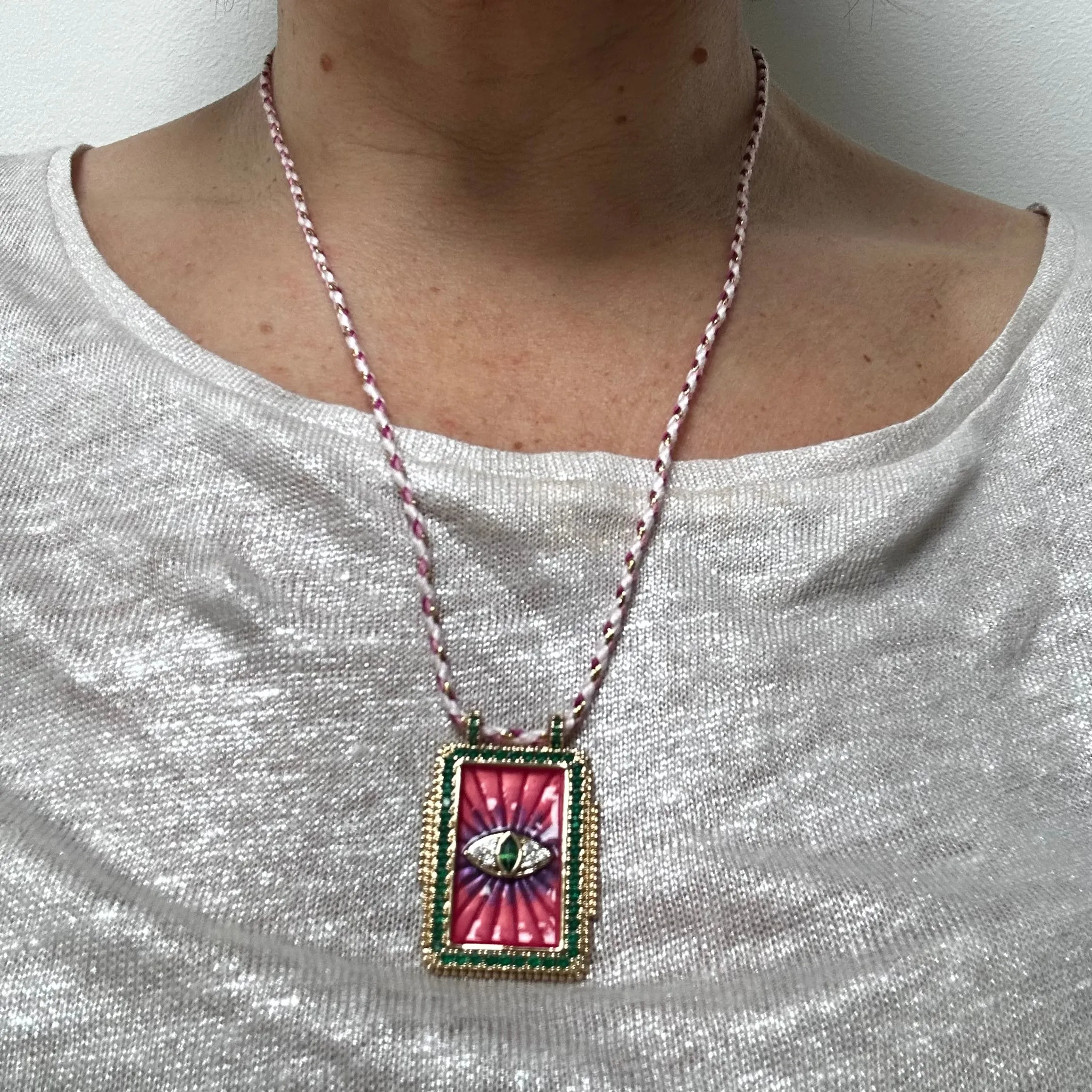 Jewelled Enamel Tag Necklaces