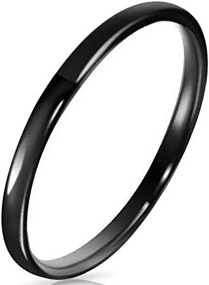 Jude Jewelers 3 Pack, 2MM Thin Stainless Steel Stackable Wedding Band Enhancer Ring