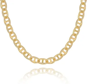 KissYan Gold Necklace for Women, 14K Gold Plated Dainty Chain Choker Chunky Figaro Snake Mariner Cuban Link Chains, Adjustable Trendy Necklaces Handmade Jewelry