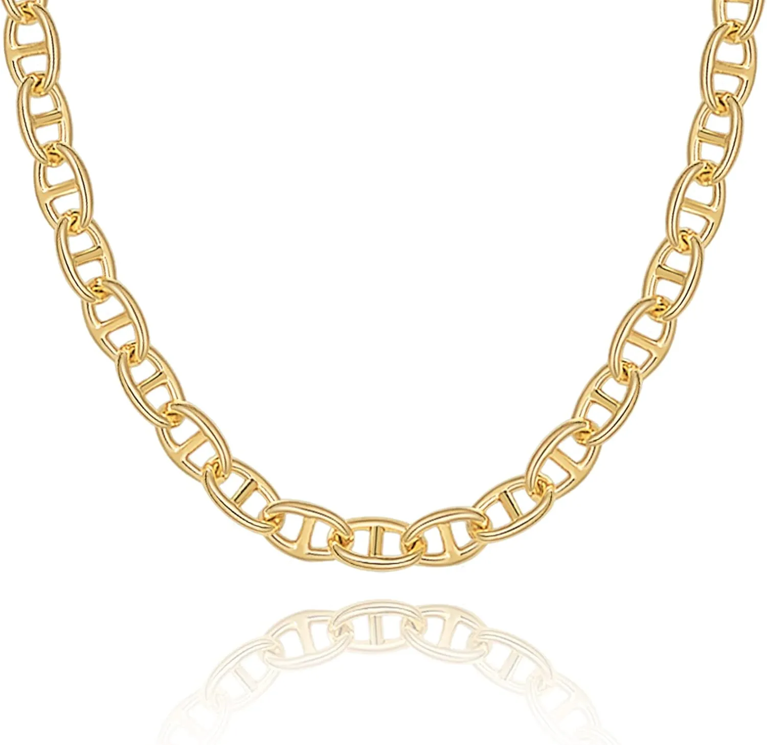 KissYan Gold Necklace for Women, 14K Gold Plated Dainty Chain Choker Chunky Figaro Snake Mariner Cuban Link Chains, Adjustable Trendy Necklaces Handmade Jewelry