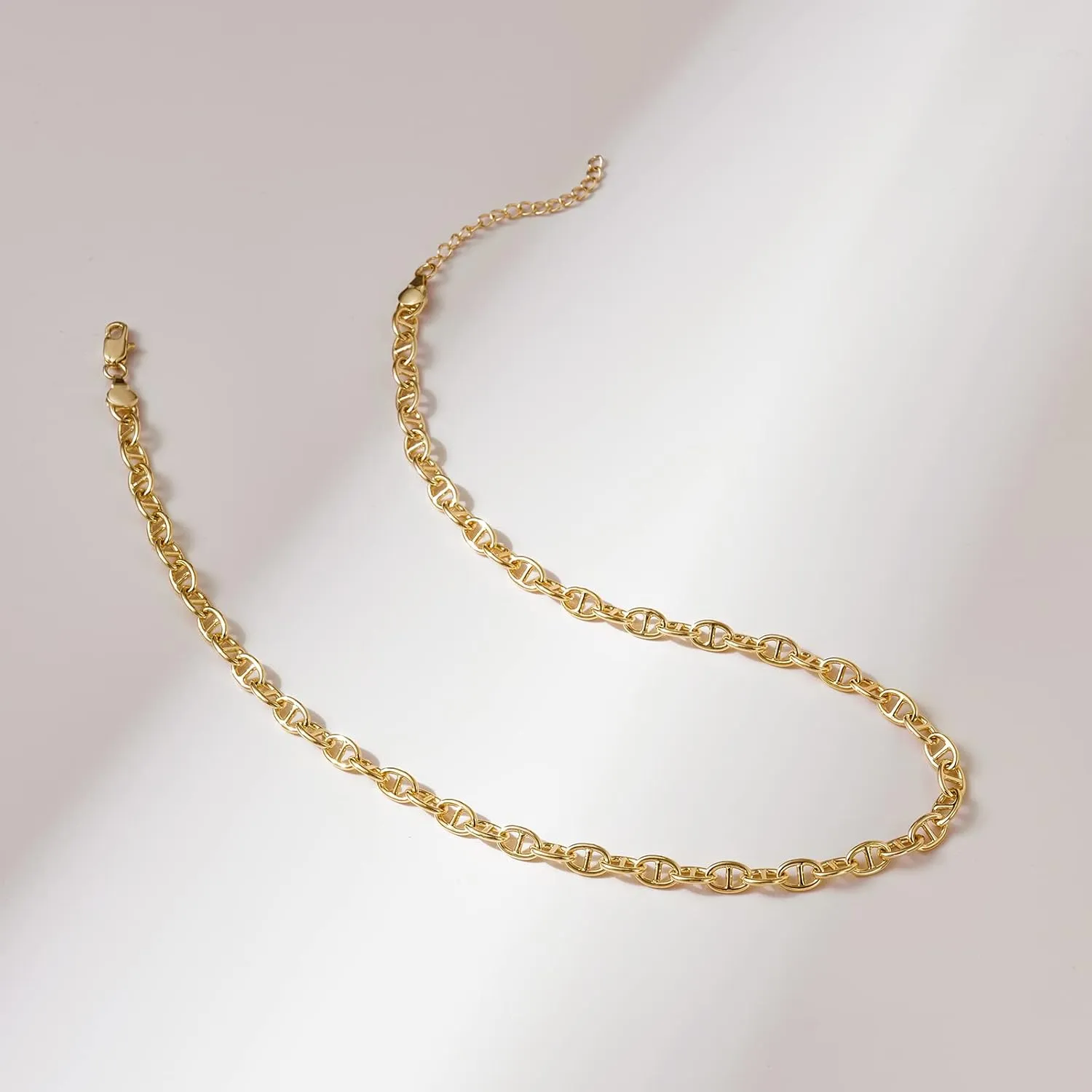 KissYan Gold Necklace for Women, 14K Gold Plated Dainty Chain Choker Chunky Figaro Snake Mariner Cuban Link Chains, Adjustable Trendy Necklaces Handmade Jewelry