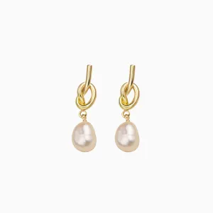 Knot Baroque Pearl Dangle Earrings