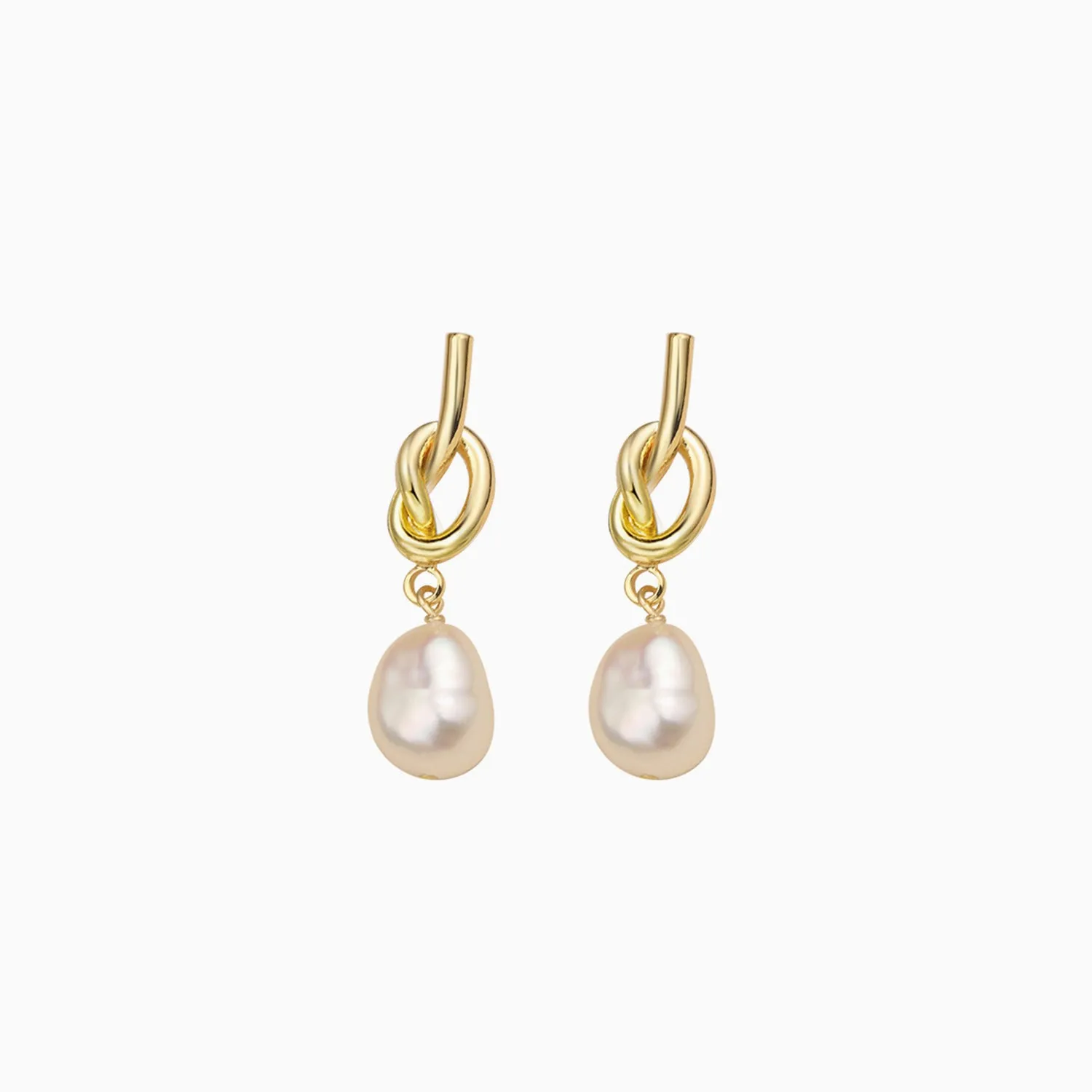 Knot Baroque Pearl Dangle Earrings