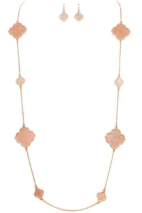 Laser Cut Filigree Clover Stations Necklace