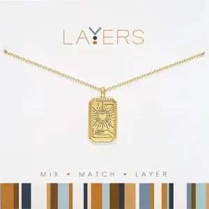 Layers Gold Heartburst Tag Necklace
