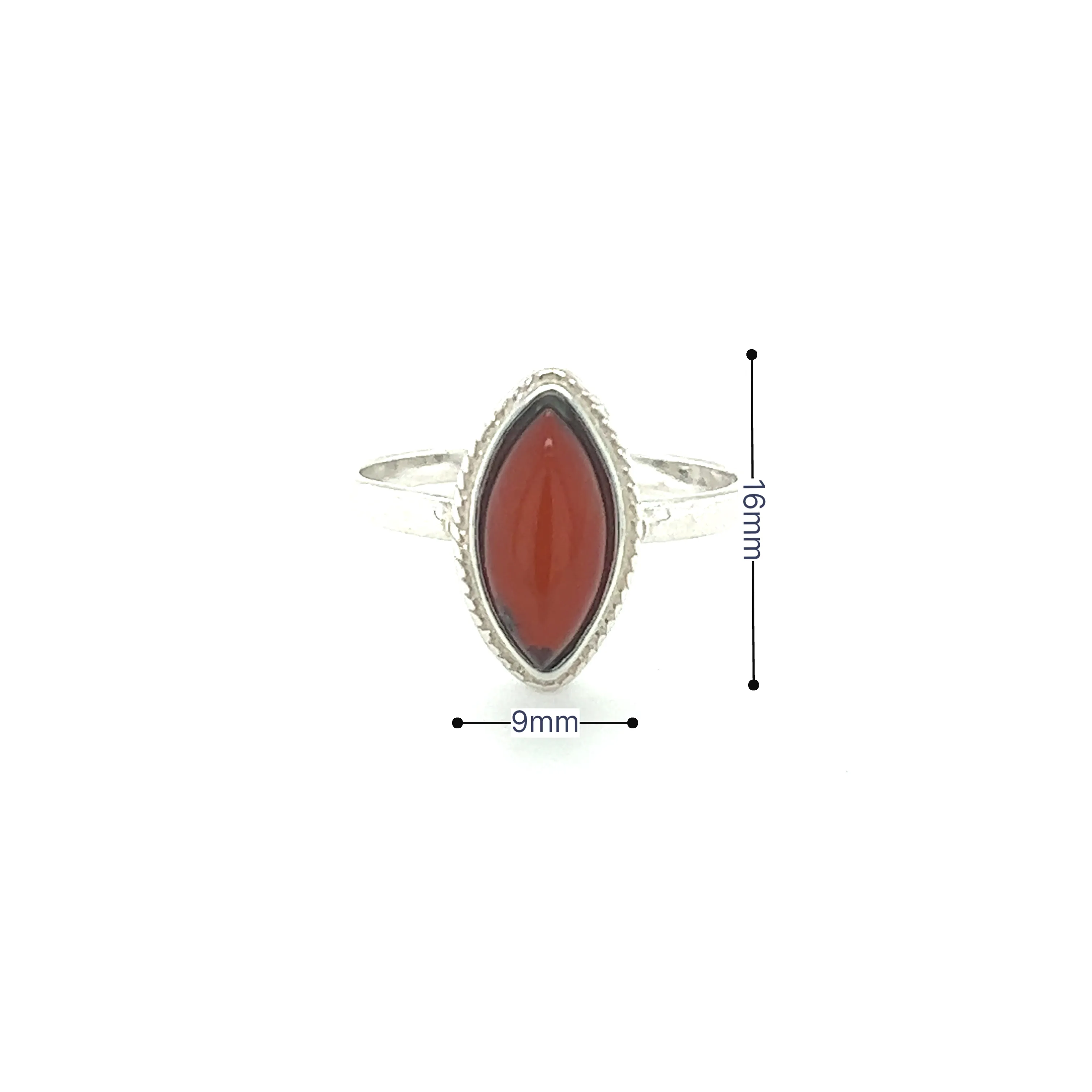 Marquise Baltic Amber Ring with Delicate Rope Border