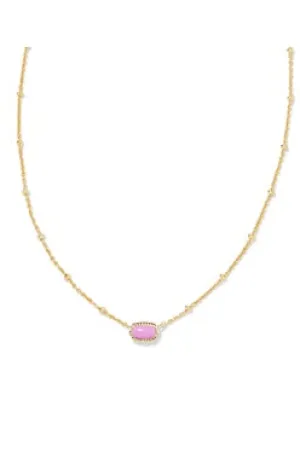 Mini Elisa Gold Satellite Short Pendant Necklace in Fuchsia Magnesite