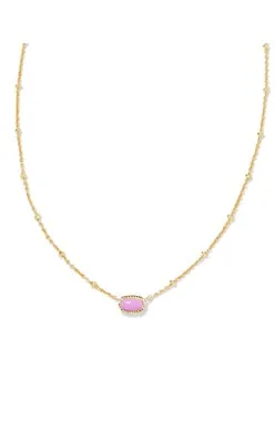 Mini Elisa Gold Satellite Short Pendant Necklace in Fuchsia Magnesite