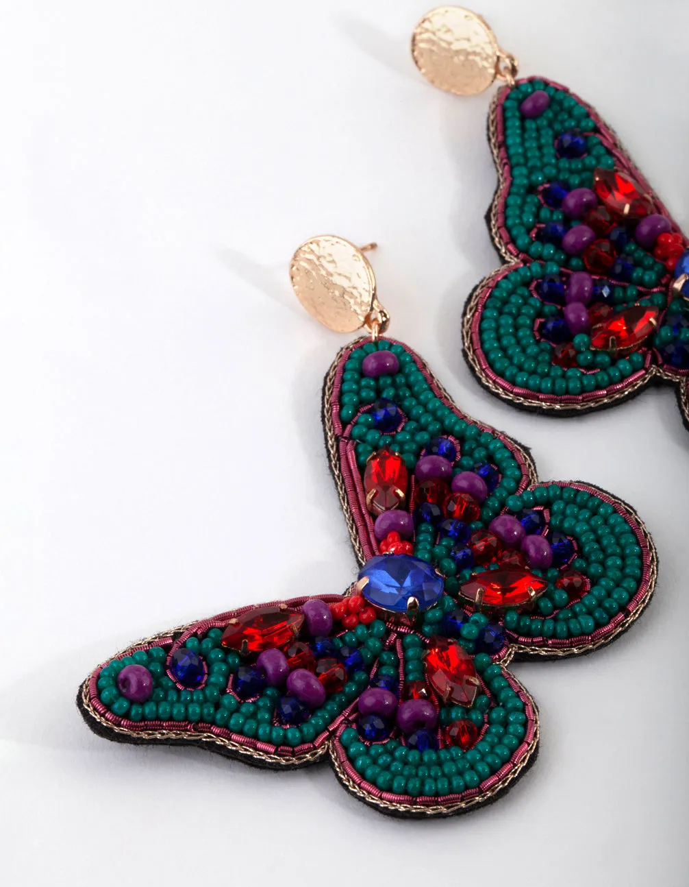 Mix Statement Bead Butterfly Earrings