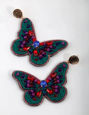 Mix Statement Bead Butterfly Earrings