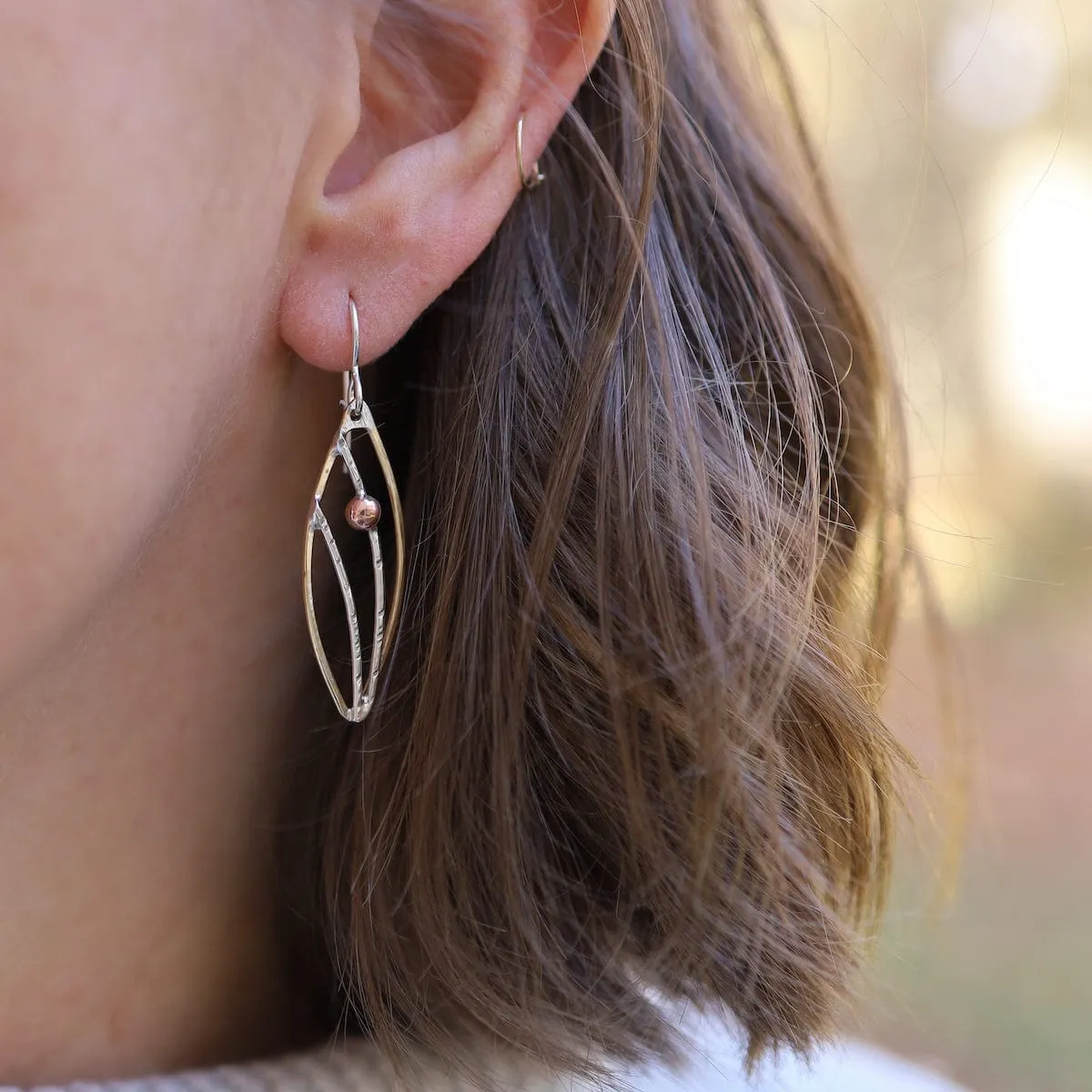 Mixed Metal Stem Earrings