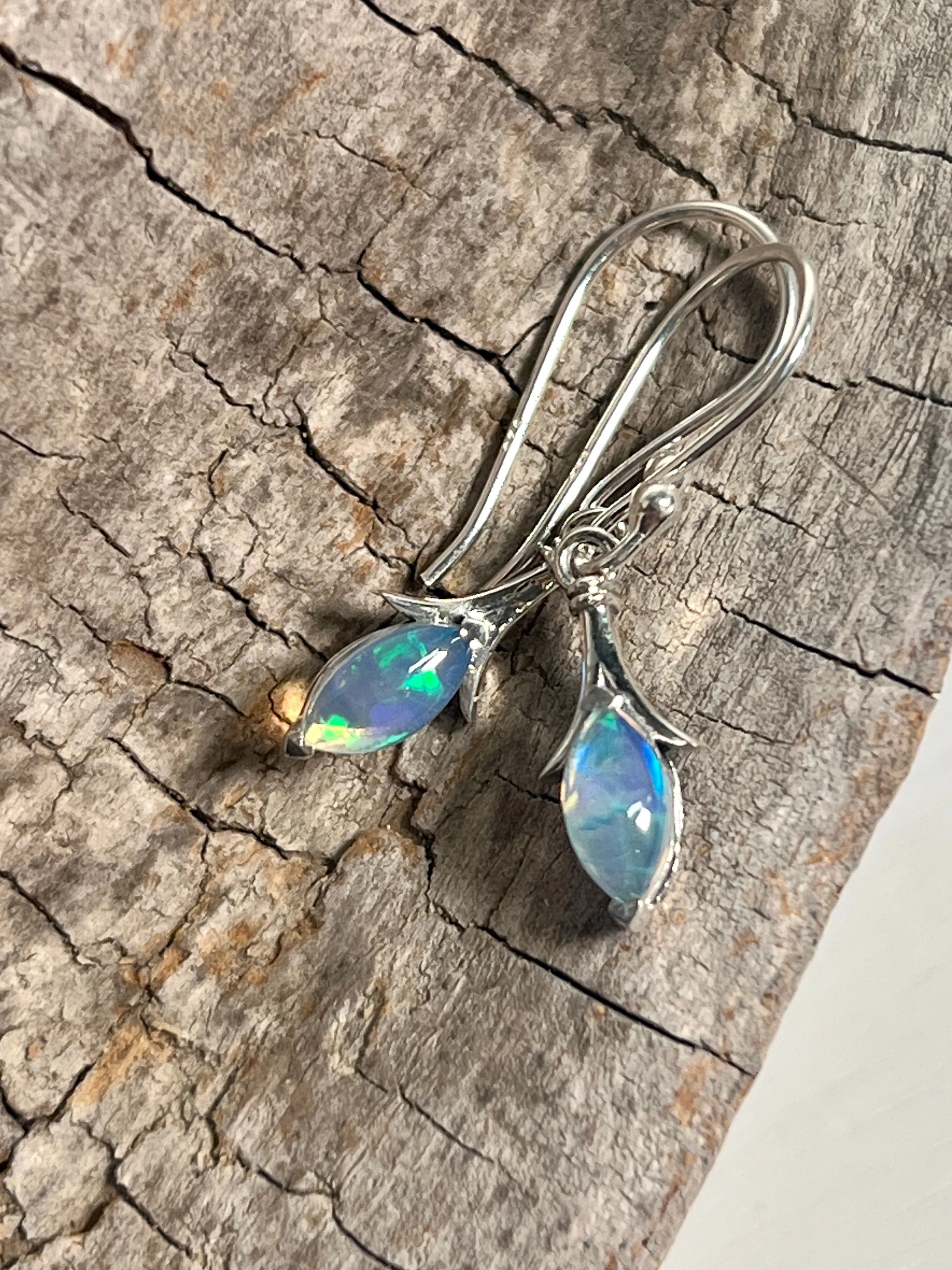 Modern Marquise Shaped Ethiopian Opal Earrings