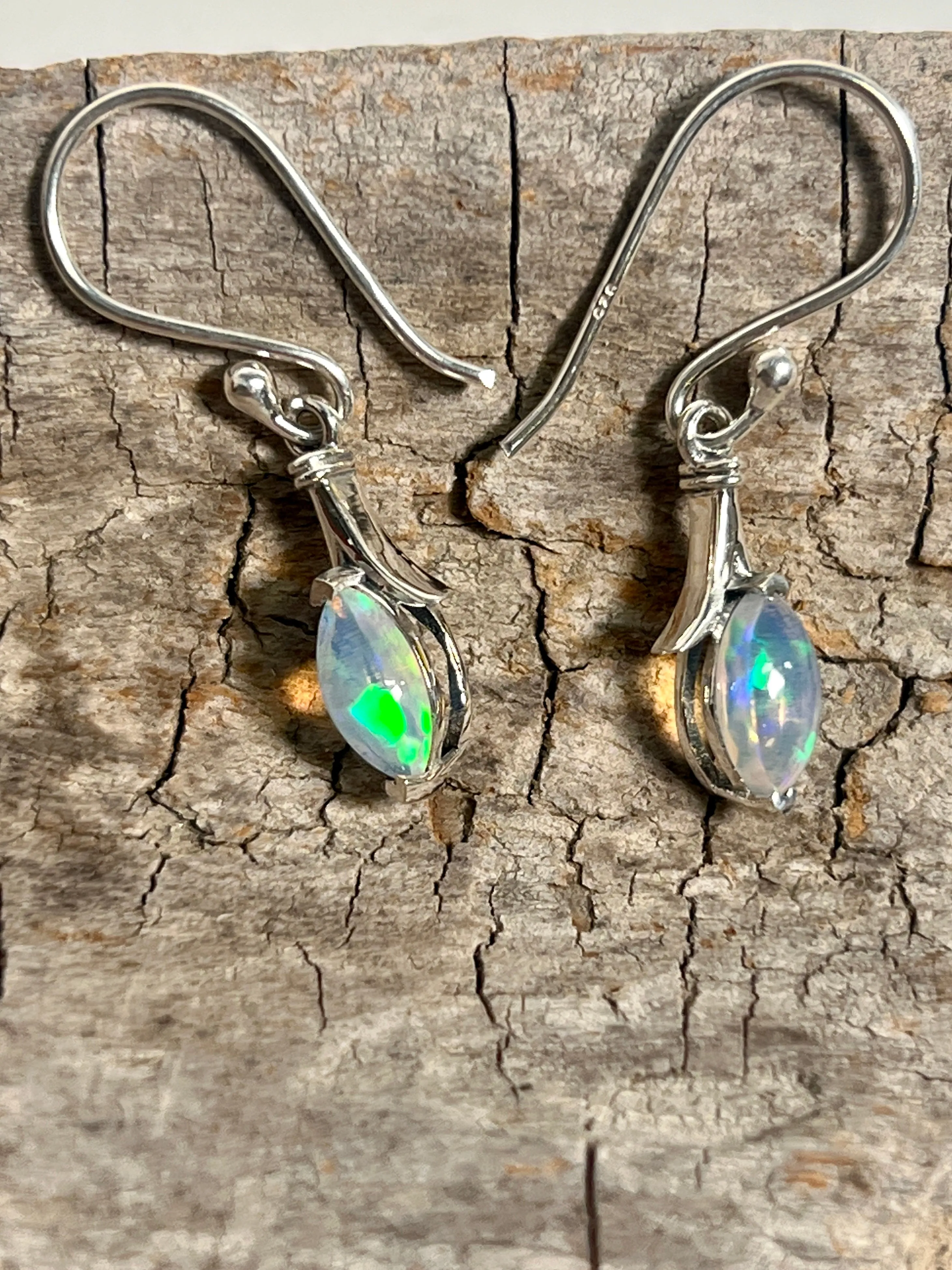 Modern Marquise Shaped Ethiopian Opal Earrings