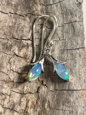 Modern Marquise Shaped Ethiopian Opal Earrings