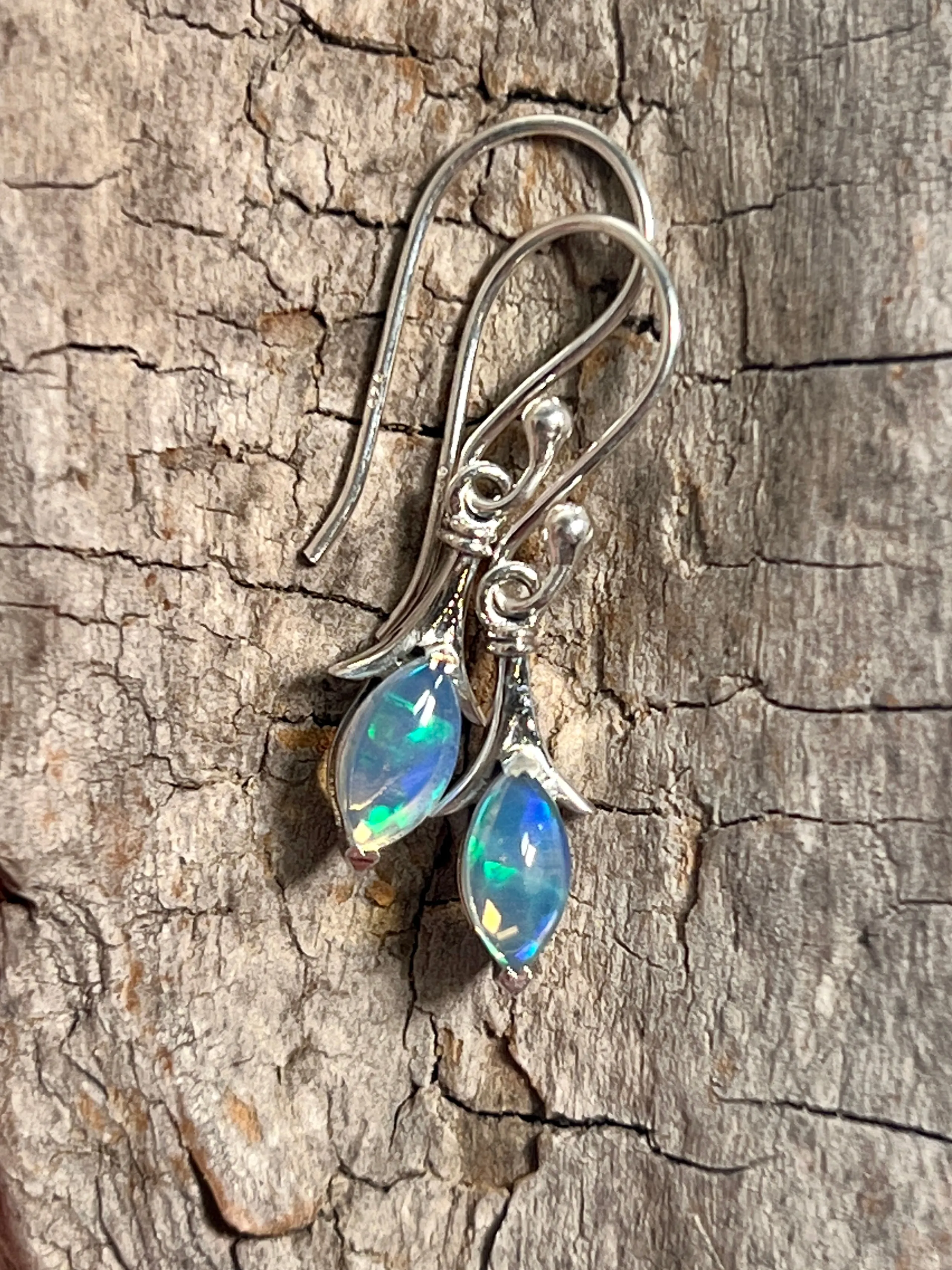 Modern Marquise Shaped Ethiopian Opal Earrings