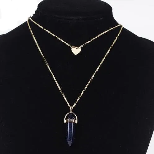 Natural Stone Choker Necklace 2 Layers