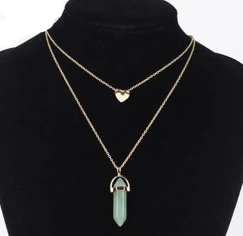 Natural Stone Choker Necklace 2 Layers