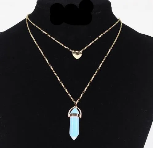 Natural Stone Choker Necklace 2 Layers