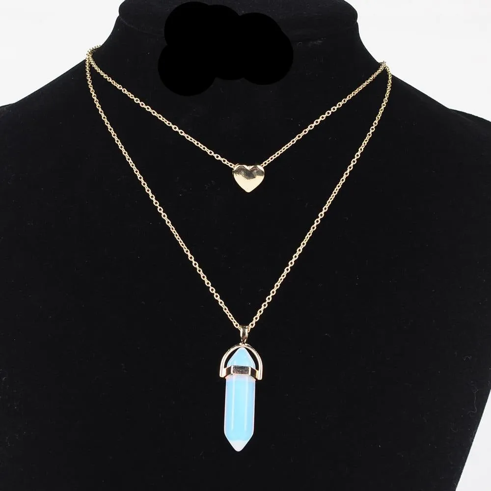 Natural Stone Choker Necklace 2 Layers