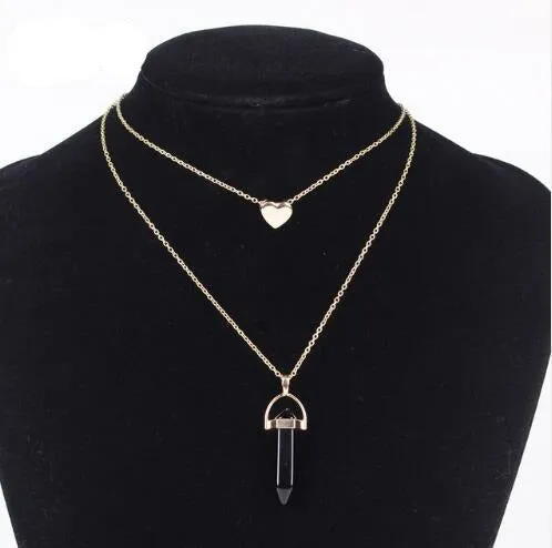 Natural Stone Choker Necklace 2 Layers