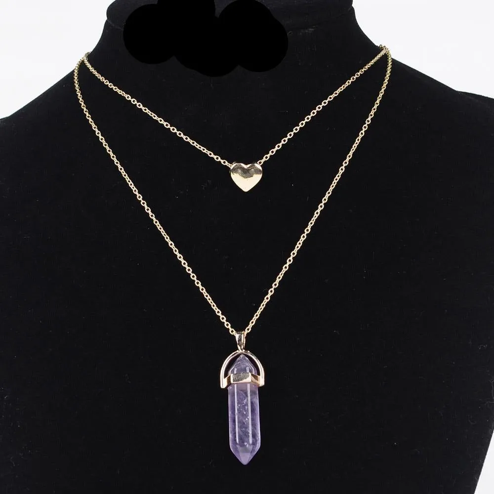 Natural Stone Choker Necklace 2 Layers