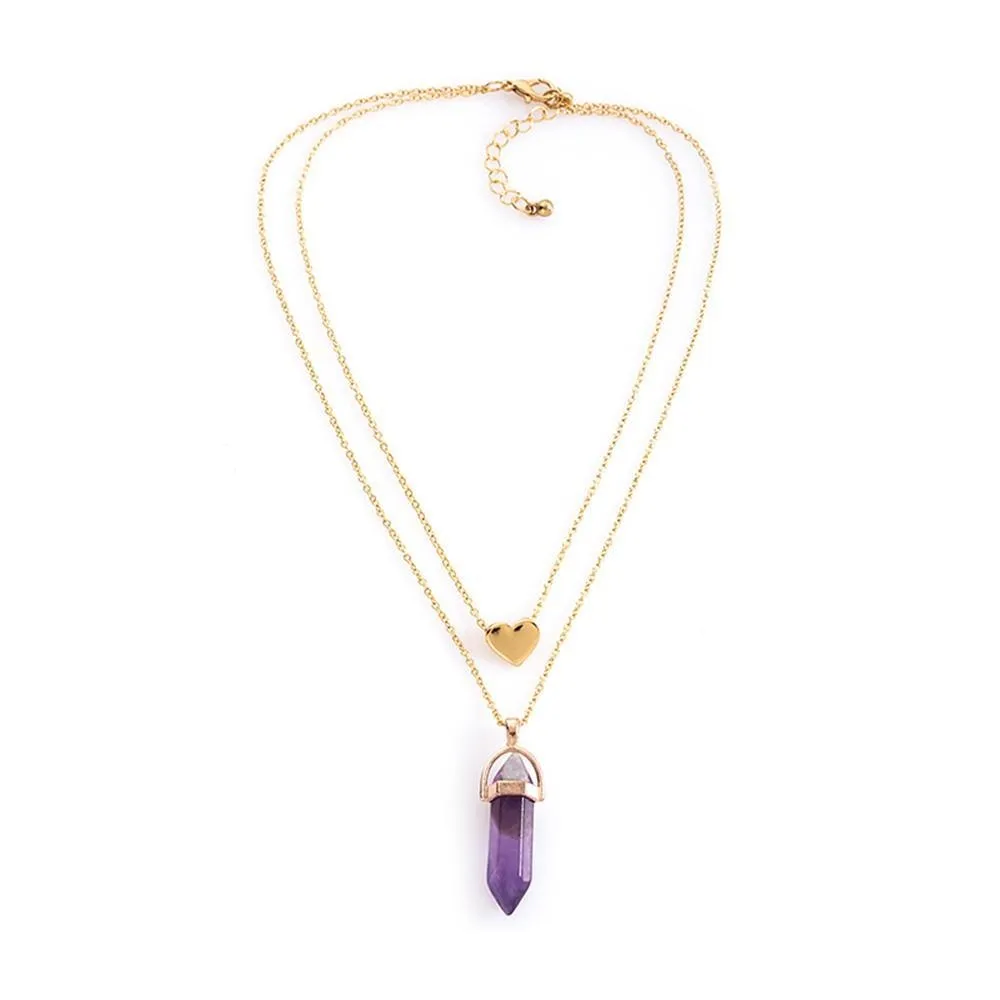 Natural Stone Choker Necklace 2 Layers