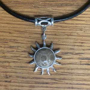 Necklace Sun with Petoskey Stone Sterling