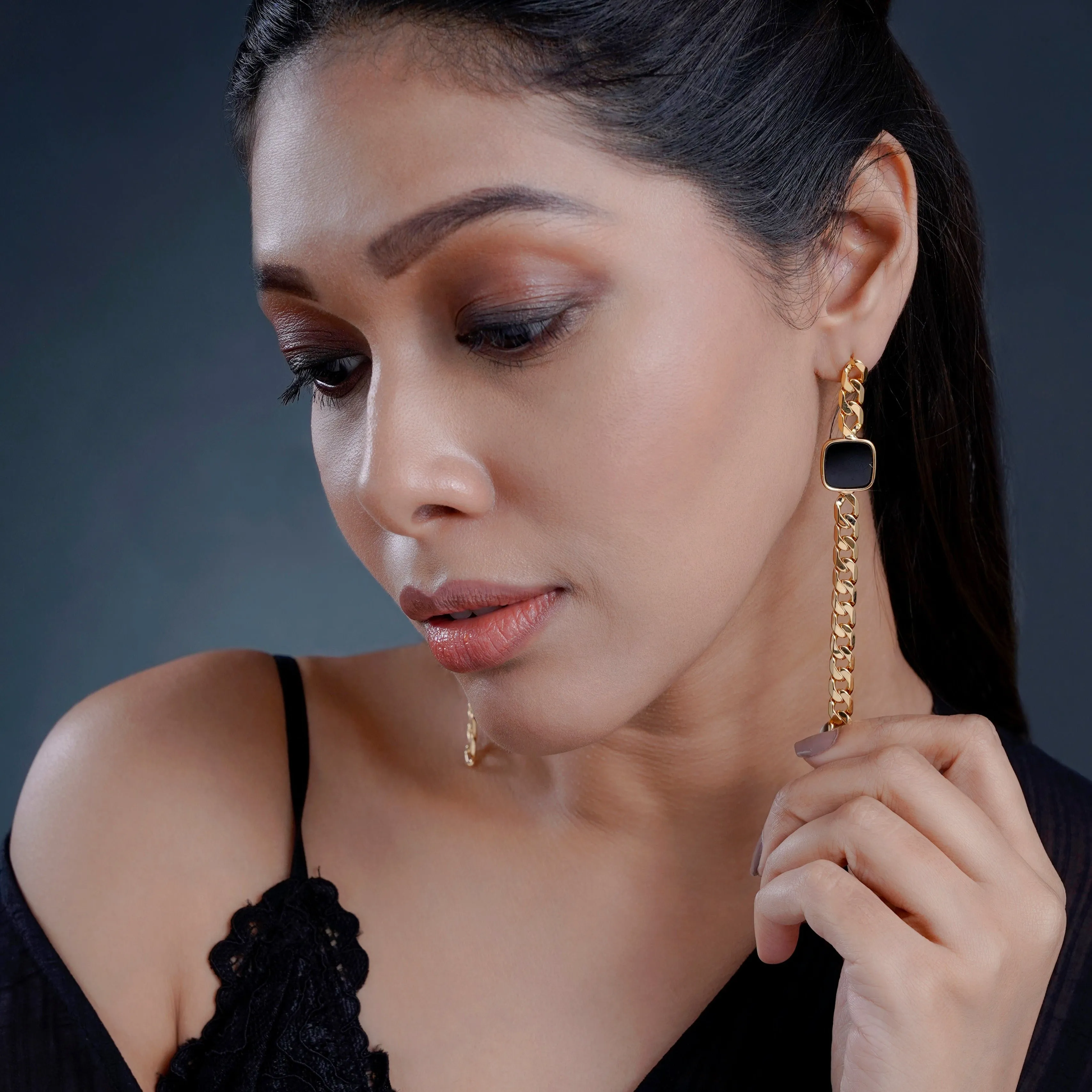 Nichole Chain 18K Gold Plated Earrings