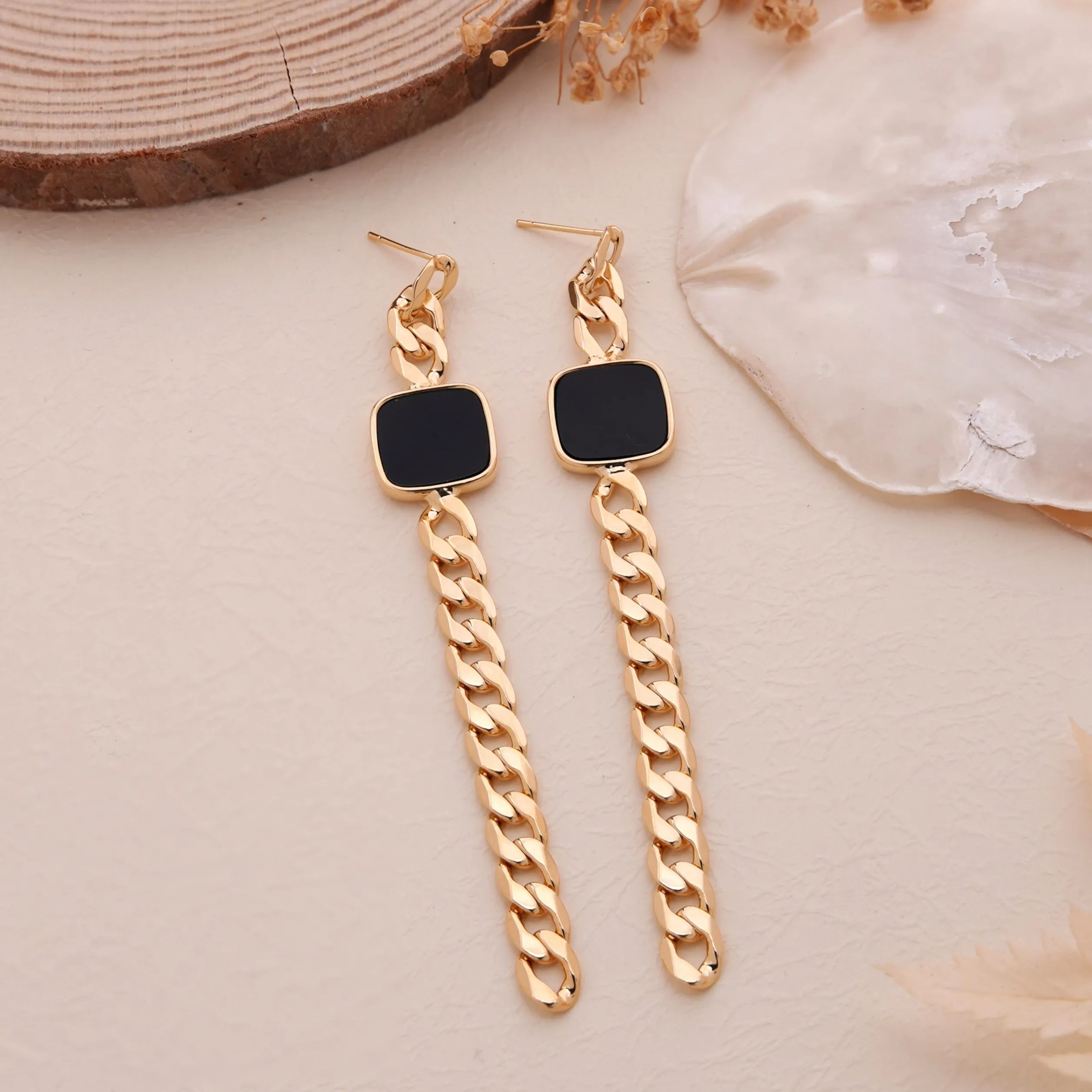 Nichole Chain 18K Gold Plated Earrings