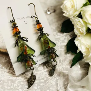 Olive and Orange Bohemian Bloom Earrings