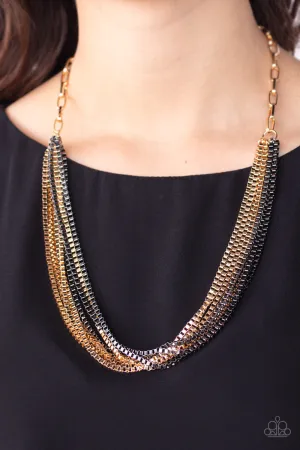 Open Door Jewelry - Beat Box Queen - Gold Necklace - Paparazzi Accessories