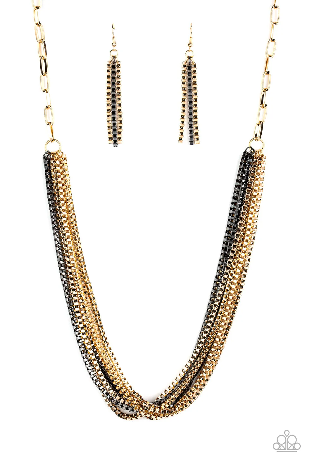 Open Door Jewelry - Beat Box Queen - Gold Necklace - Paparazzi Accessories