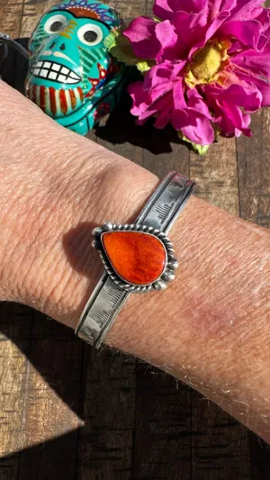 Orange Spiny Stamped Cuff #3
