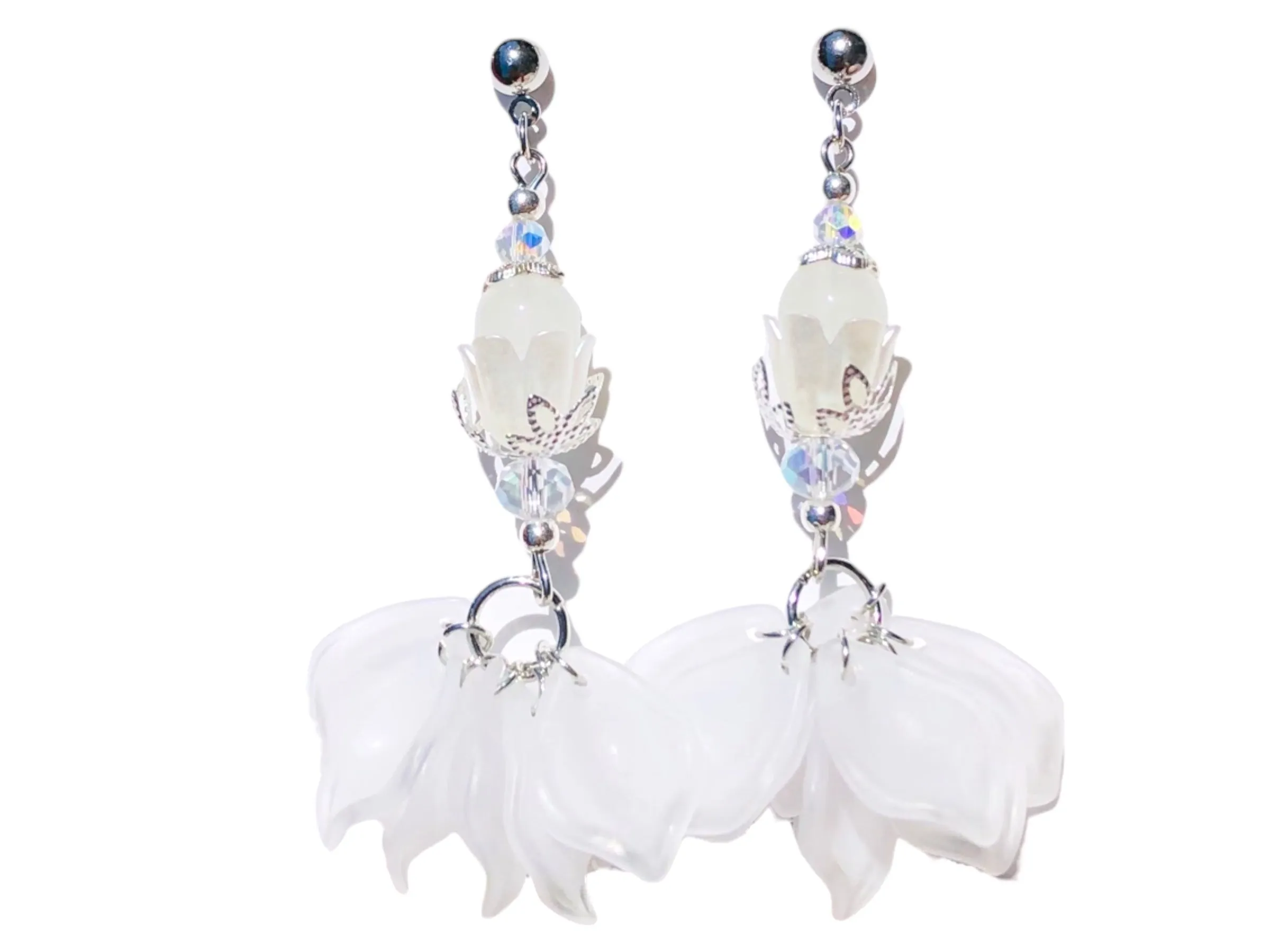 Pale Garden Petal Bohemian Bloom Earrings