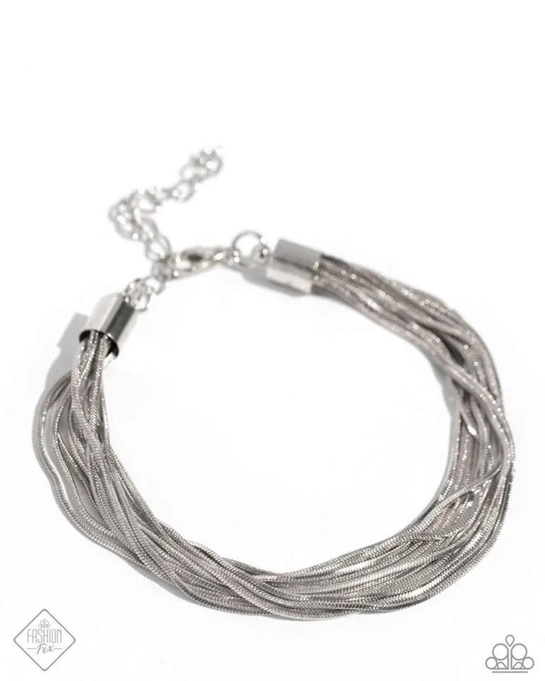 Paparazzi Bracelet ~ By a Show of STRANDS - Silver