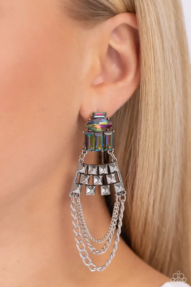 Paparazzi Earring ~ Dangling Art Deco - Multi