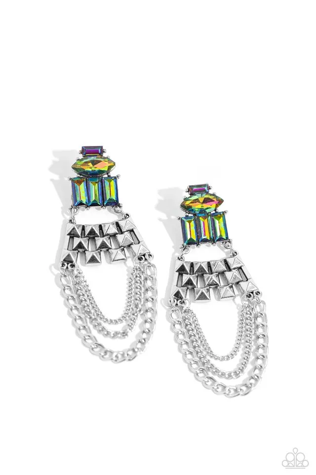 Paparazzi Earring ~ Dangling Art Deco - Multi