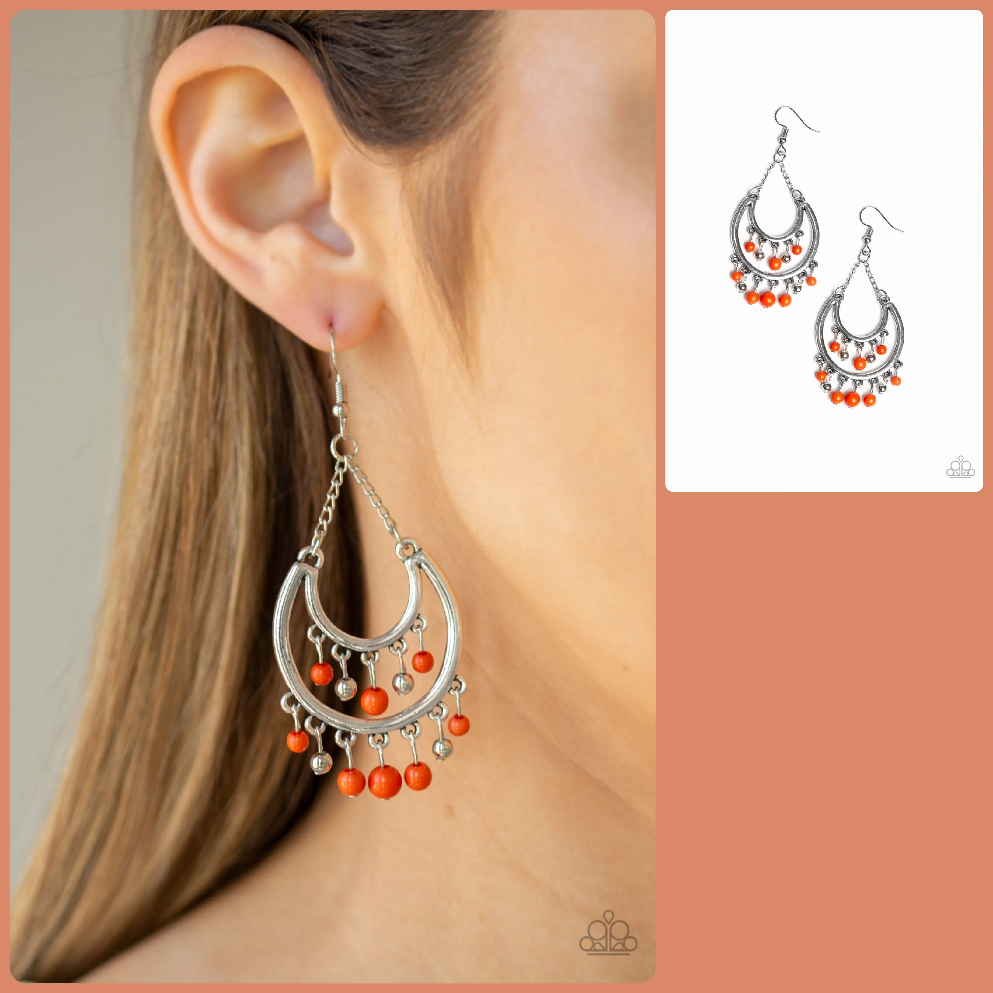 Paparazzi Free-Spirited Spirit Orange Earrings