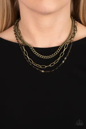 Paparazzi Necklace ~ Galvanized Grit - Brass