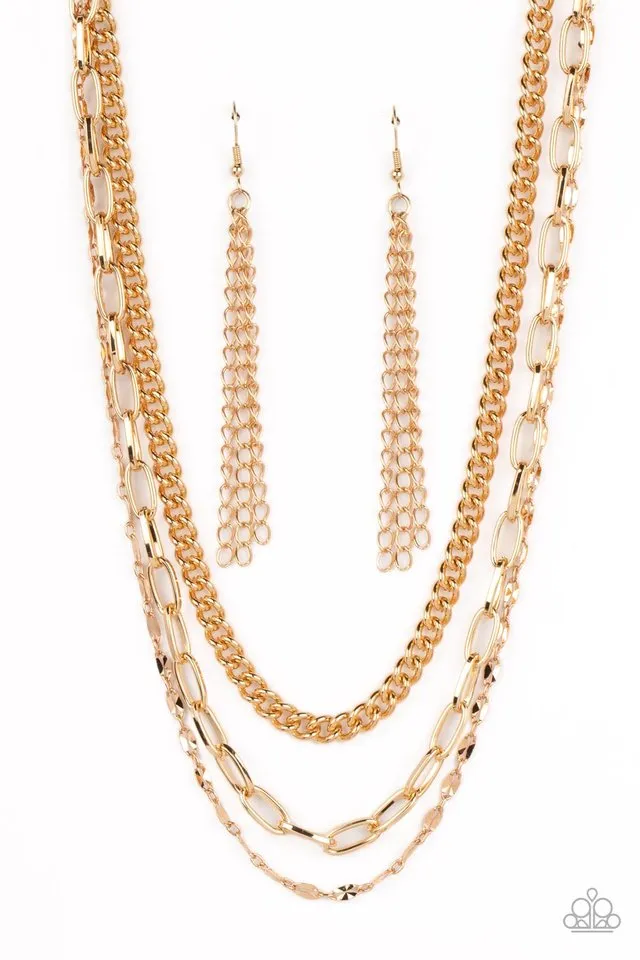 Paparazzi Necklace ~ Galvanized Grit - Gold