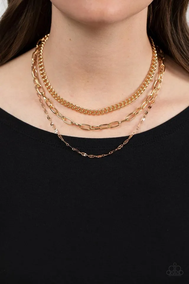 Paparazzi Necklace ~ Galvanized Grit - Gold