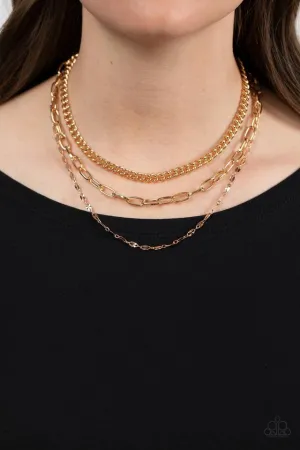 Paparazzi Necklace ~ Galvanized Grit - Gold